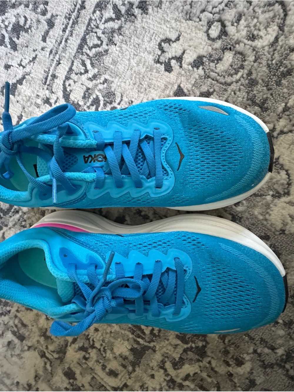 Hoka Women's Blue Sneakers with Pink Accent - Picture 2 of 5
